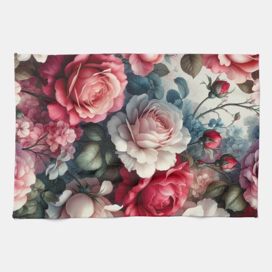 Tijdloos Roos Bloemencharme Theedoek (Horizontaal)