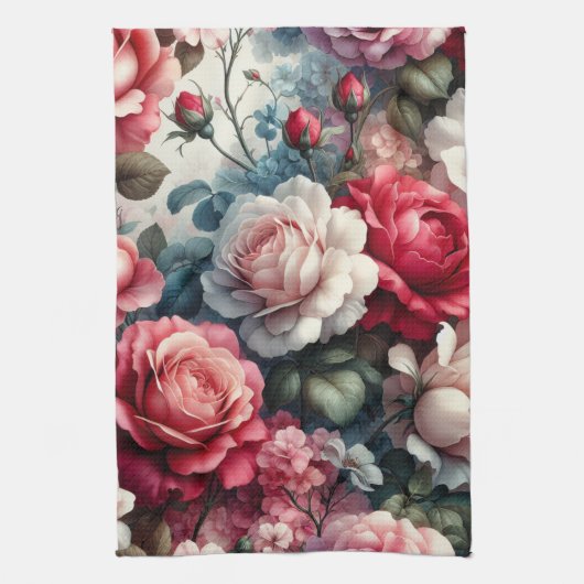 Tijdloos Roos Bloemencharme Theedoek (Verticaal)