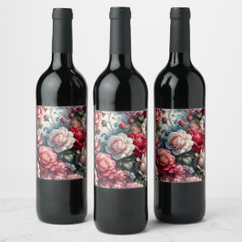 Tijdloos Roos Bloemencharme Wijn Etiket