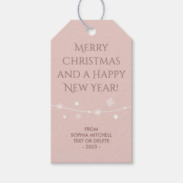 Tijdloos - Rosy Beige Christmas Snowflake Gift Lab Cadeaulabel