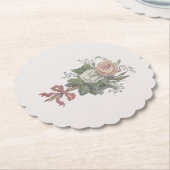 Tijdloos, roze, roos thema bruiloft kartonnen onderzetters (Gekanteld)