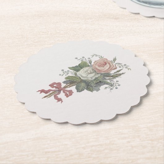 Tijdloos, roze, roos thema bruiloft kartonnen onderzetters (Gekanteld)