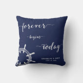 Tijdloos Scheepsblauw Trouwkussens met Wielen Kussen (Achterkant)