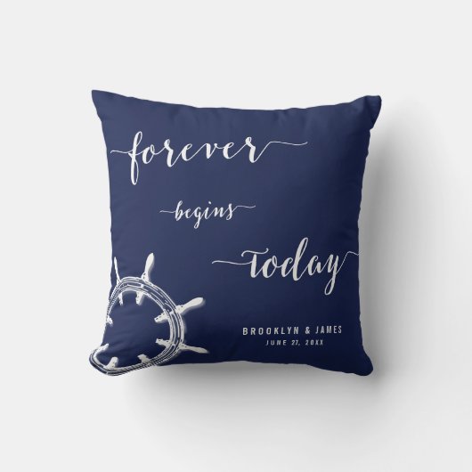 Tijdloos Scheepsblauw Trouwkussens met Wielen Kussen (Voorkant)