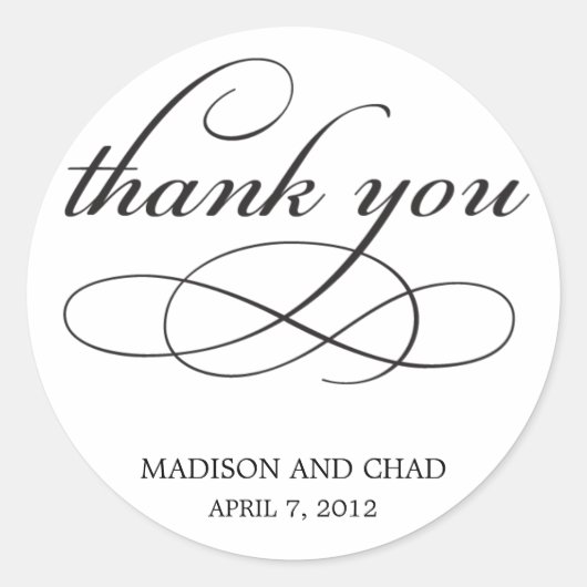 Tijdloos script Dank u voor Stickers (Voorkant)