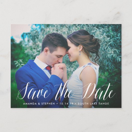 Tijdloos script | De foto bewaart de Datum Aankondigingskaart (Voorkant)