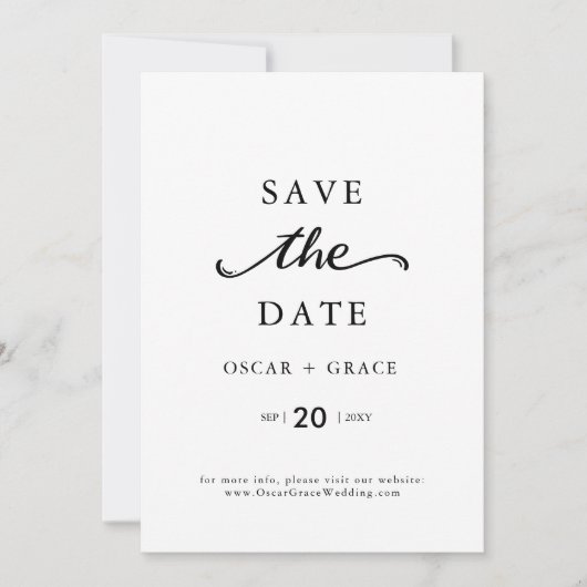 Tijdloos script Sla de Kaart Datumaankondiging op (Voorkant)