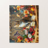 Tijdloos Stilleven met Kat en Fruit Legpuzzel (Verticaal)