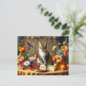 Tijdloos stilleven met kat en product briefkaart (Staand voorkant)