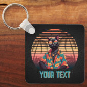 Tijdloos Tropical Cat Attitude Square Sleutelhanger (Voorkant)