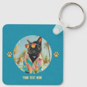 Tijdloos Tropical Cat Attitude Square Sleutelhanger (Achterkant)