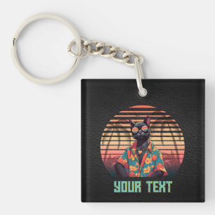 Tijdloos Tropical Cat Attitude Square Sleutelhanger
