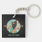 Tijdloos Tropical Cat Attitude Square Sleutelhanger (Achterkant)
