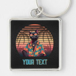 Tijdloos Tropical Cat Attitude Square Sleutelhanger