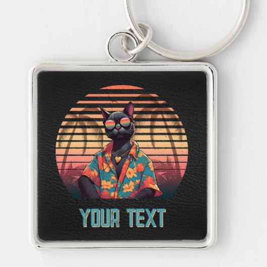 Tijdloos Tropical Cat Attitude Square Sleutelhanger (Voorkant)