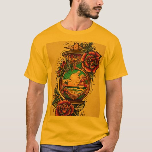 Tijdloos Tropisch Tattoo T-shirt Design – Montere (Voorkant)