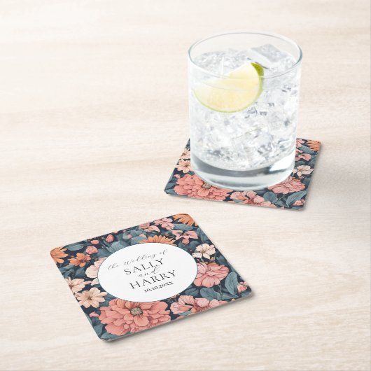 Tijdloos:  vervaagd Roos bruiloft Kartonnen Onderzetters (Insitu)