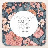 Tijdloos:  vervaagd Roos bruiloft Kartonnen Onderzetters (Voorkant)