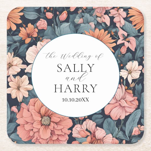 Tijdloos:  vervaagd Roos bruiloft Kartonnen Onderzetters (Voorkant)