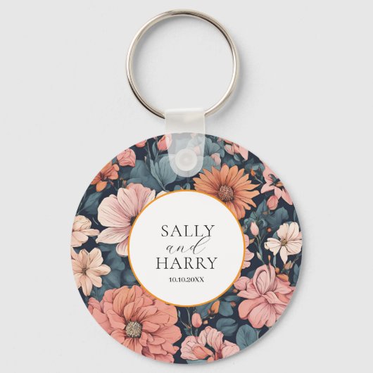 Tijdloos:  vervaagd Roos bruiloft Sleutelhanger (Voorkant)