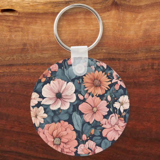 Tijdloos:  vervaagd Roos bruiloft Sleutelhanger (Achterkant)