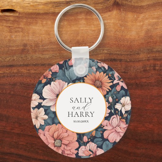 Tijdloos:  vervaagd Roos bruiloft Sleutelhanger (Voorkant)