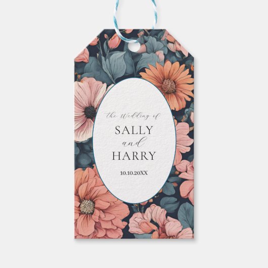 Tijdloos:  vervaagd Roos Wedding Print Cadeaulabel (Voorkant)