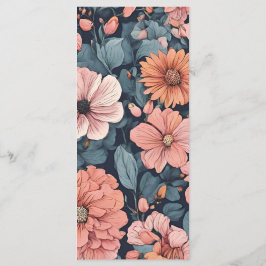 Tijdloos:  vervaagd Roos Wedding Print Menu (Achterkant)