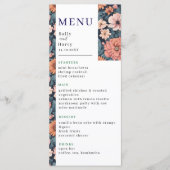 Tijdloos:  vervaagd Roos Wedding Print Menu (Voorkant)