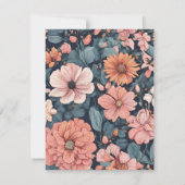 Tijdloos:  vervaagd Roos Wedding Print RSVP Kaartje (Achterkant)