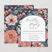 Tijdloos:  vervaagd Roos Wedding Print RSVP Kaartje (Voorkant / Achterkant)