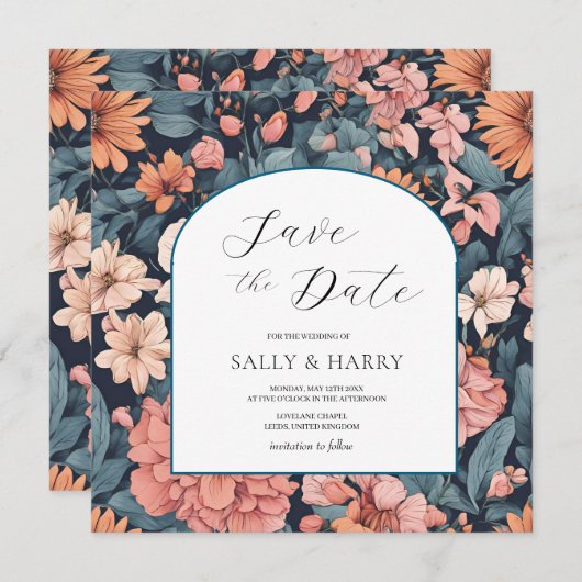 Tijdloos:  vervaagd Roos Wedding Print Save The Date (Voorkant / Achterkant)
