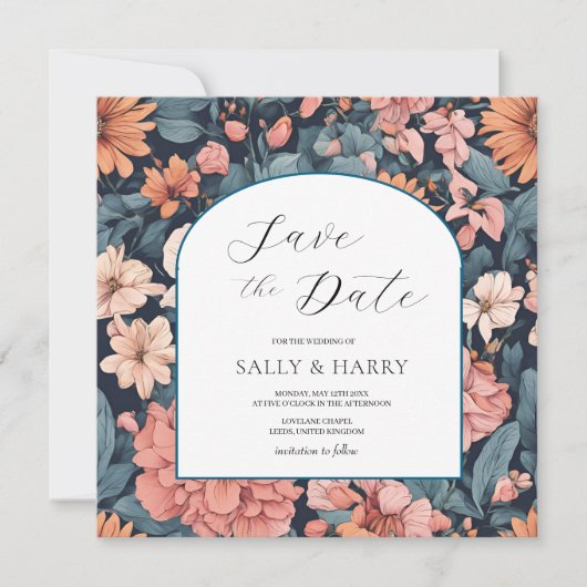 Tijdloos:  vervaagd Roos Wedding Print Save The Date (Voorkant)