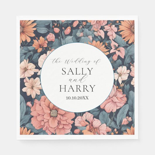 Tijdloos:  vervaagd Roos Wedding Print Servet (Voorkant)