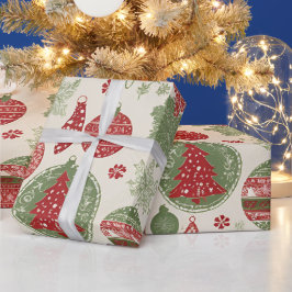 Tijdloos vintage kerstpatroon Ornament Cadeaupapier