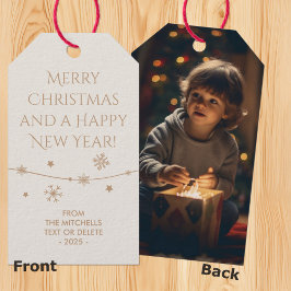 Tijdloos - Wit Zand Kerst Foto Gift Labels Cadeaulabel