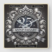 Tijdloos Zilver: 25-jarig jubileum Vierkante Klok (Voorkant)