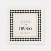 Tijdloos zwart dambord Lijst bruiloft Servet (Voorkant)