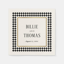 Tijdloos zwart dambord Lijst bruiloft Servet