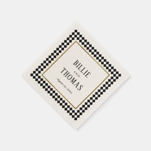 Tijdloos zwart dambord Lijst bruiloft Servet (Hoek)