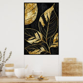 Tijdloos zwart en goudblad poster (Keuken)