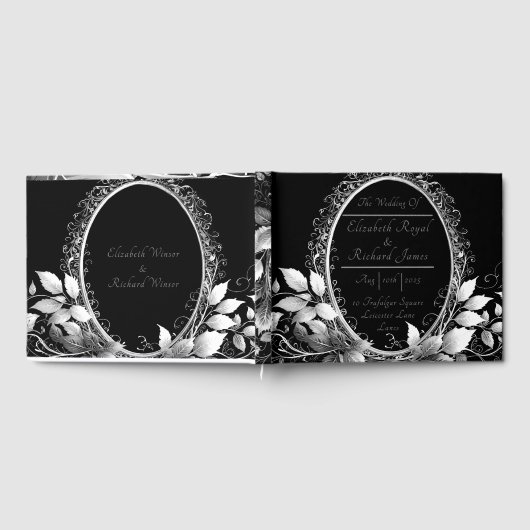 Tijdloos zwart-stropdas huwelijksfeest gastenboek (Volledig)