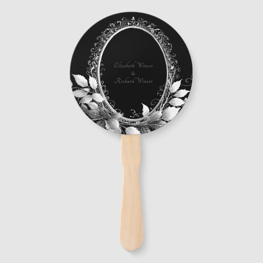 Tijdloos zwart-stropdas huwelijksfeest handwaaier (Achterkant)
