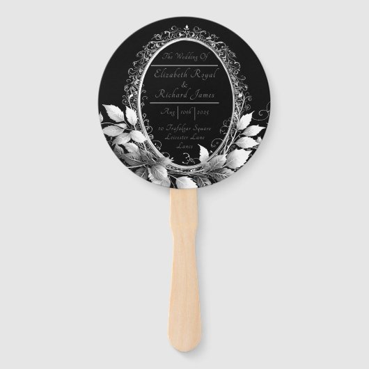Tijdloos zwart-stropdas huwelijksfeest handwaaier (Voorkant)