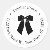 Tijdloos zwart-wit Bow Retouradres Ronde Sticker (Voorkant)