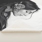 Tijdloos zwart wit dramatisch bloemig haar ontwerp sherpa deken (3/4)