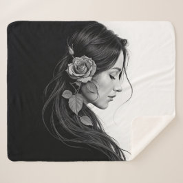 Tijdloos zwart wit dramatisch bloemig haar ontwerp sherpa deken