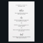 Tijdloos zwart-wit elegant huwelijksmenu<br><div class="desc">Klassieke en elegante trouwmenu met een eenvoudige lay-out met de cursuskopballen in een modern manuscript. De schone en minimalistische indeling maakt dit zwarte en witte trouwmenu geweldig voor een traditionele,  formele bruiloft.</div>