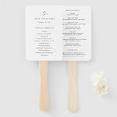 Tijdloos zwart-wit elegant huwelijksprogramma handwaaier (Voorkant en achterkant)