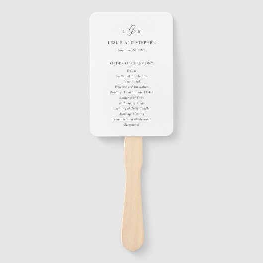 Tijdloos zwart-wit elegant huwelijksprogramma handwaaier (Voorkant)